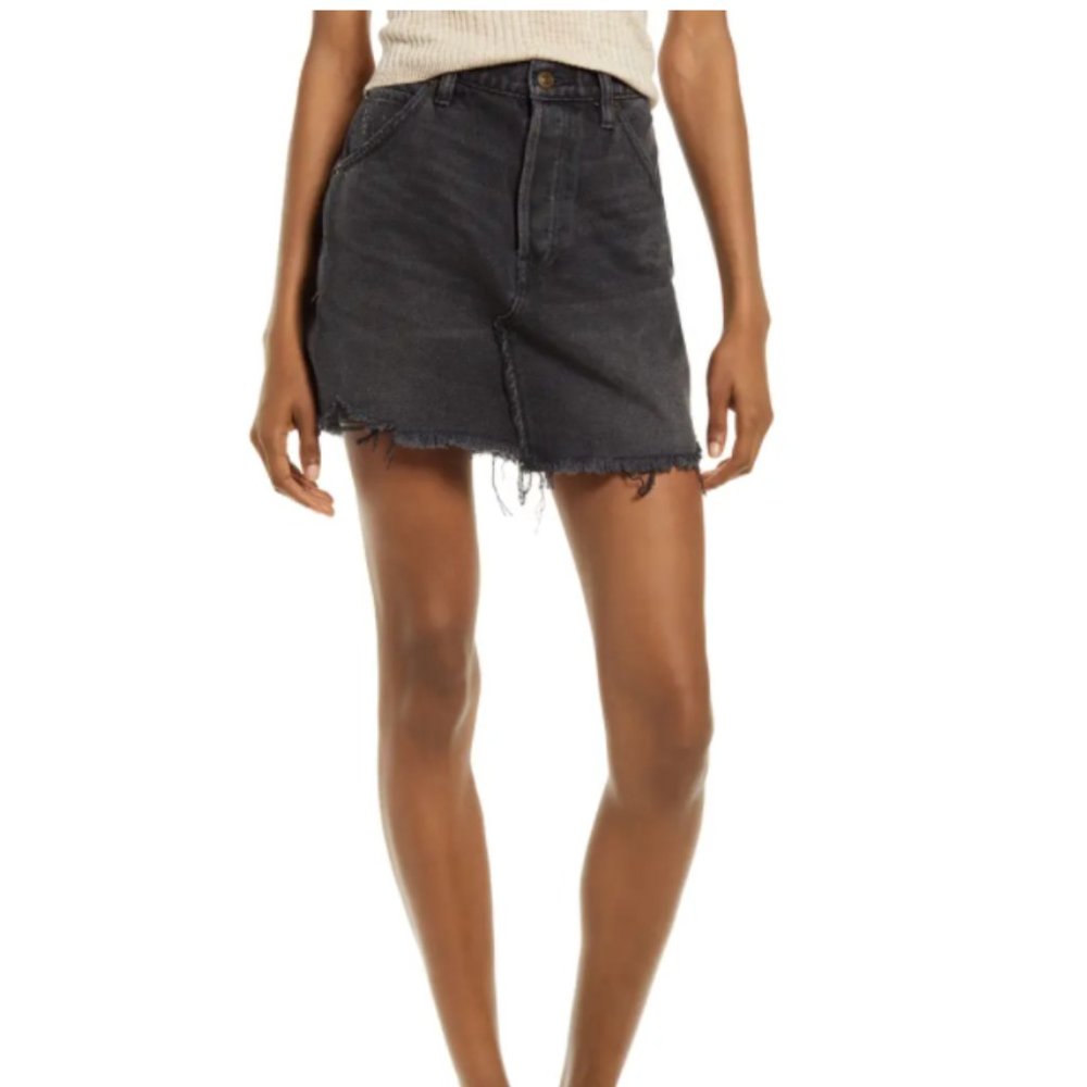 Free People Brea Cutoff Denim Skirt Faded Black Size 27 NWT